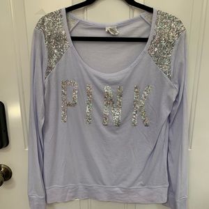 Pink sequent baby blue top